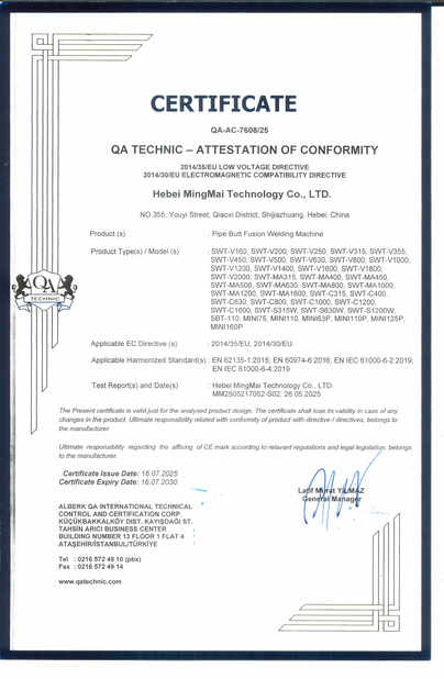 中国 Hebei Mingmai Technology Co.,Ltd 認証
